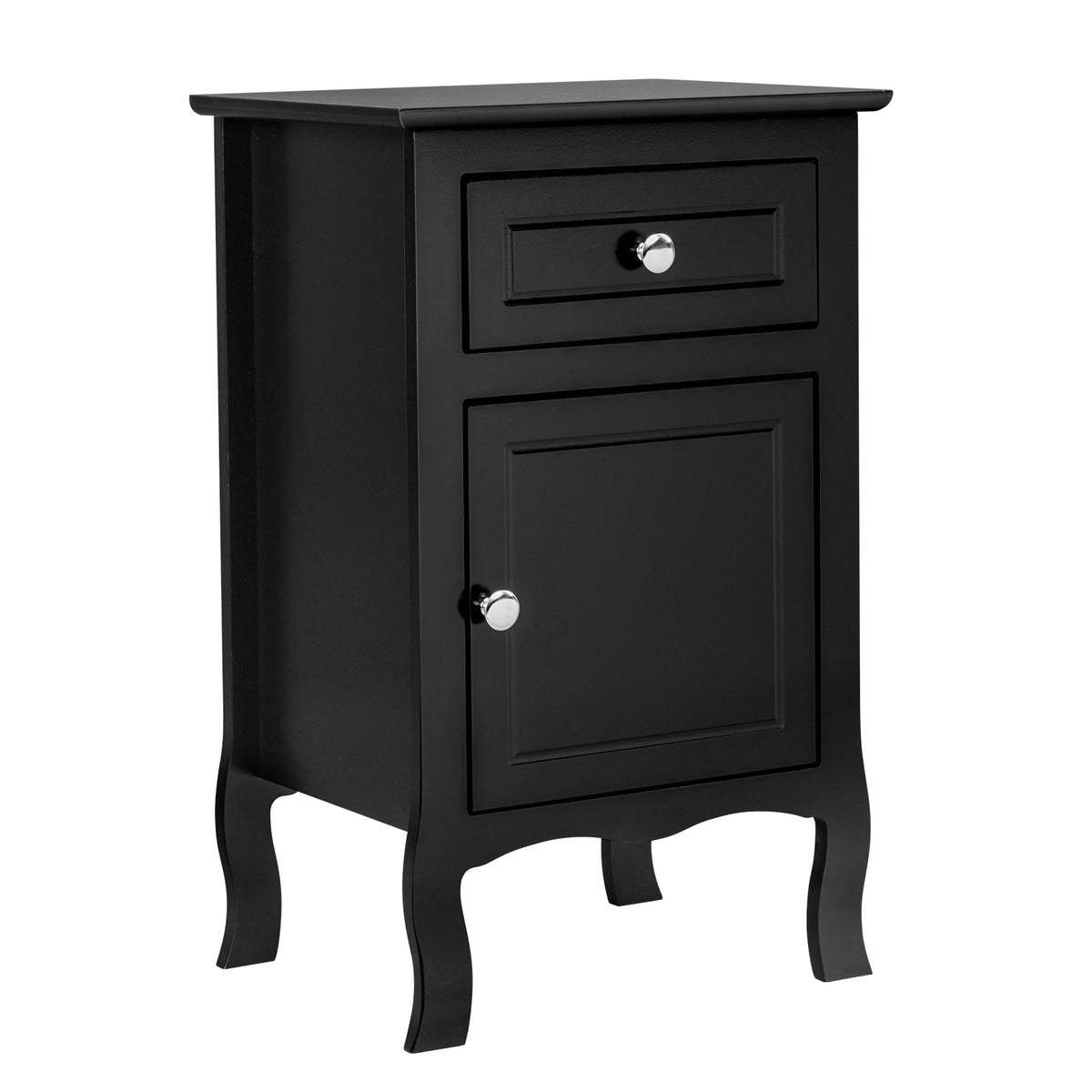 FCH 40*30*63cm Countryl Style MDF Spray Paint Curved Foot One Drawer One Door Night Table Black