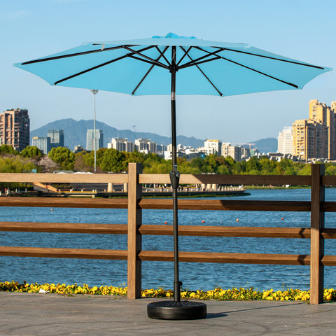 2.7M Garden Parasol Patio Umbrella with 8 Sturdy Ribs, Outdoor Sunshade Canopy with Crank and Tilt Mechanism UV Protection for Deck, Patio and Balcony