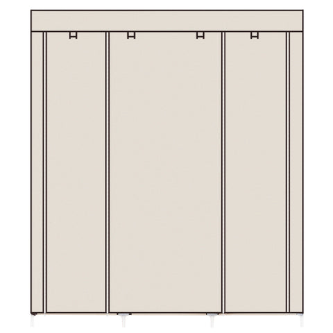 69" Portable Clothes Closet Non-Woven Fabric Wardrobe Double Rod Storage Organizer Beige