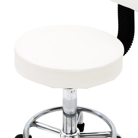 Round Shape Adjustable Salon Stool with Back White