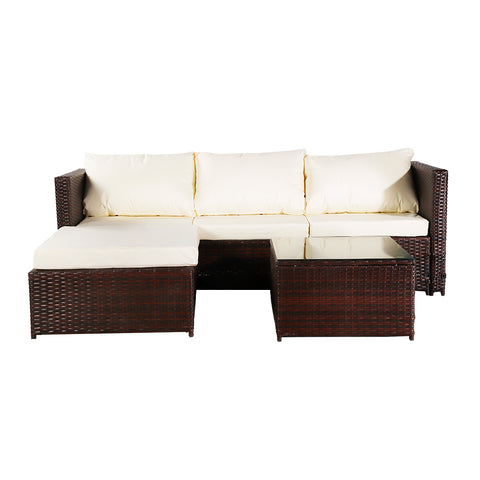 Oshion Three-piece Conjoined Sofa Pedal Coffee Table Brown (Combination of 2 Boxes)