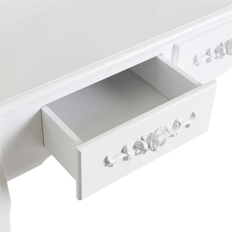 Modern Concise 4-Drawer 360-Degree Rotation Removable Mirror Dresser White