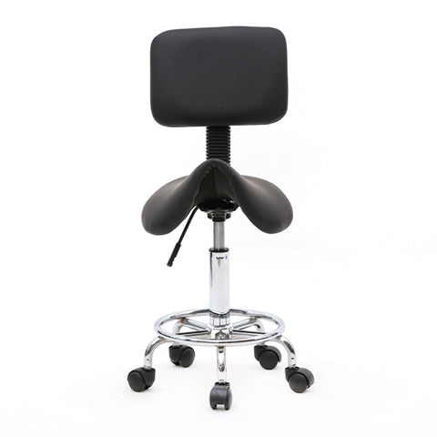 Saddle Shape Adjustable Salon Stool with Back Black