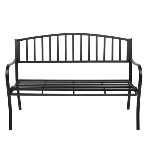 51" Patio Park Garden Outdoor Bench Patio Porch Chair Vintage Backyard Seat Furniture Iron Frame Black