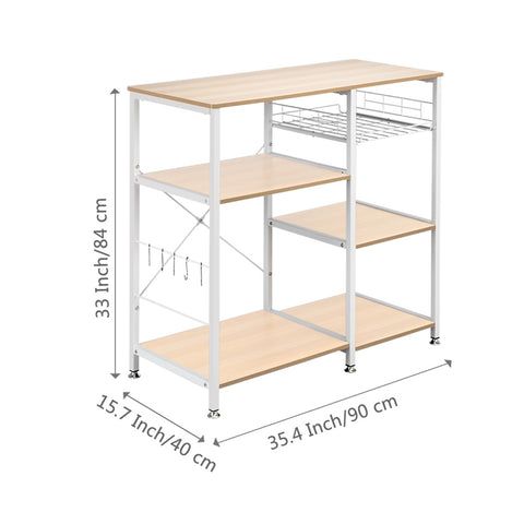 3-Tier Kitchen Baker's Rack Utility Microwave Oven Stand Storage Cart Workstation Shelf White Oak