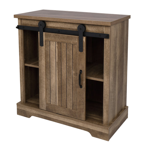 FCH Sliding Barn Door Entryway Cabinet TV Stand Vintage Oak