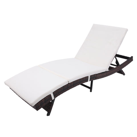 S Style Patio Chaise Lounge Embossing Vines Chaise Lounge Chair Brown