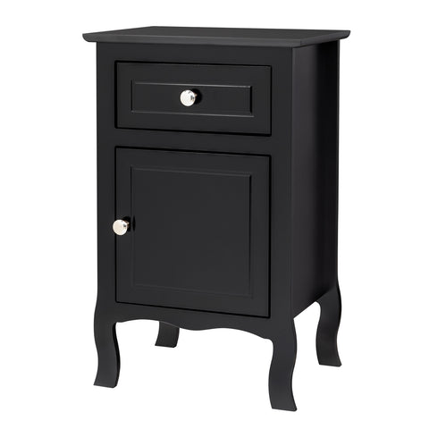 FCH 40*30*63cm Countryl Style MDF Spray Paint Curved Foot One Drawer One Door Night Table Black