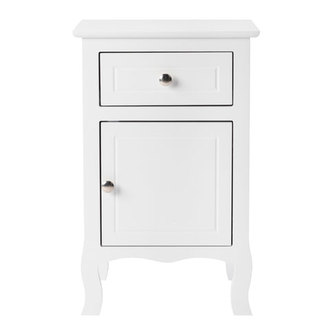 FCH 2pcs 40*30*63cm Country Style MDF Spray Paint Curved Feet One Draw One Door Night Table White