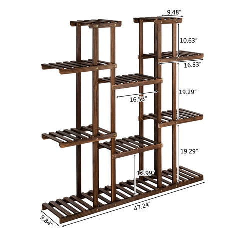 6-Story 11-Seat Indoor And Outdoor Multifunctional Carbonized Wood Plant Stand