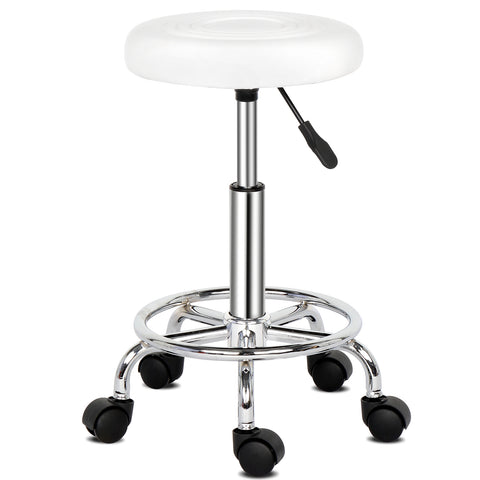 Round Stool with Lines Rotation Bar Stool White