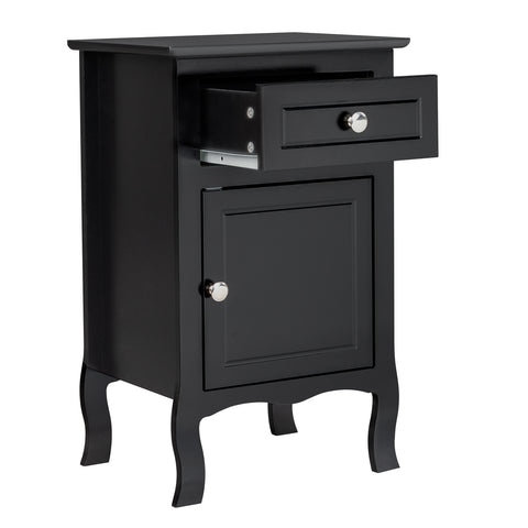 FCH 40*30*63cm Countryl Style MDF Spray Paint Curved Foot One Drawer One Door Night Table Black