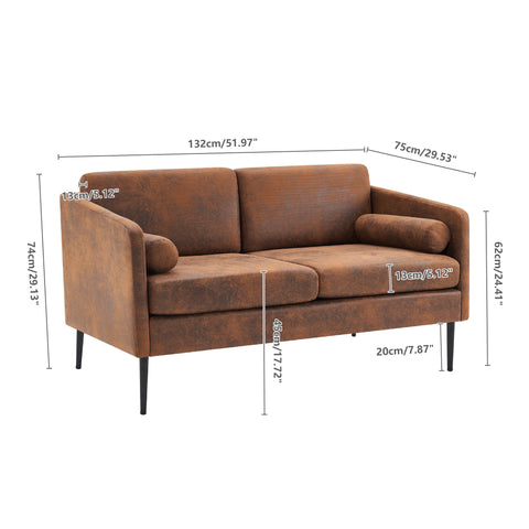 134*71*74cm Hot Stamping Cloth With Pillow Two-seater Surrounding Chair Indoor Two-seater Sofa Brown