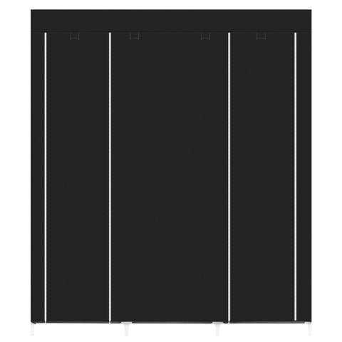 69" Portable Clothes Closet Non-Woven Fabric Wardrobe Double Rod Storage Organizer Black