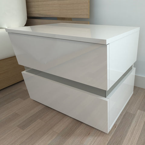 RGB LED Double Side Cabinet Bedside Table White