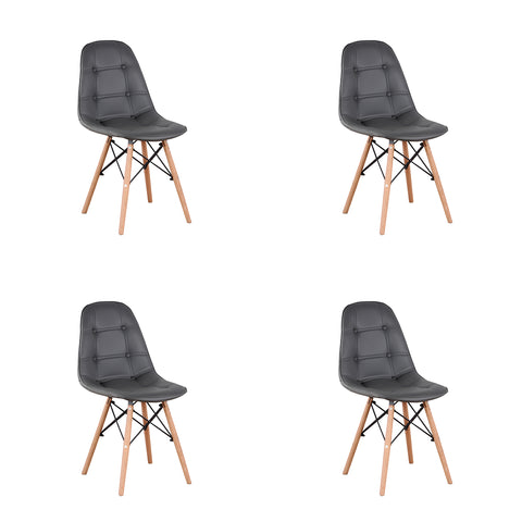 Set of 4 PU Leather/Velvet Ergonomic Dining Chair with Metal Frame and Beech Wood Legs for Dining Room, Office, Living Room, Bedroom, Gray