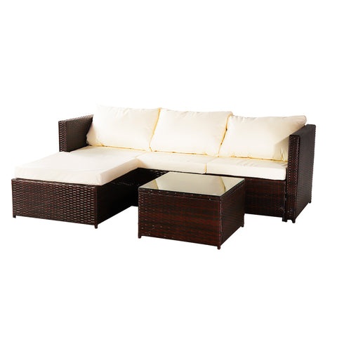 Oshion Three-piece Conjoined Sofa Pedal Coffee Table Brown (Combination of 2 Boxes)