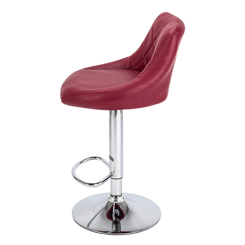 2pcs Adjustable High Type with Disk No Armrest Rhombus Backrest Design Bar Stools Wine Red