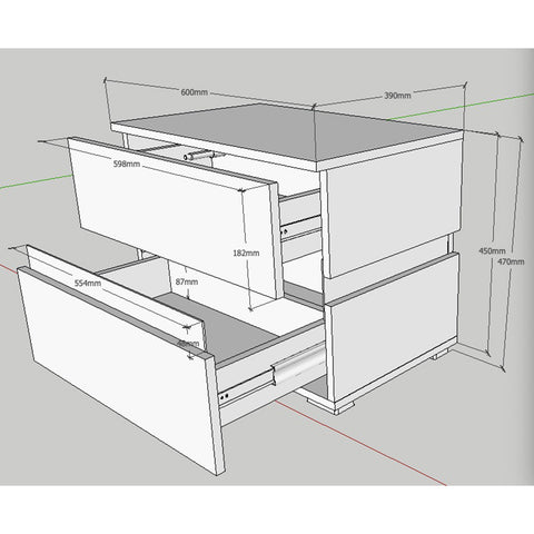 RGB LED Double Side Cabinet Bedside Table White