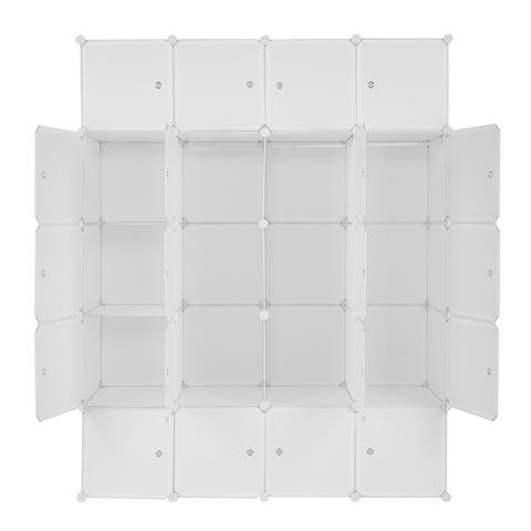 20 Cube Organizer Stackable Plastic Cube Storage Shelves Design Multifunctional Modular Closet Cabinet with Hanging Rod White