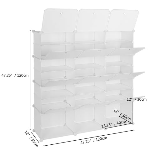 7-Tier Portable 42 Pair Shoe Rack Organizer 21 Grids Tower Shelf Storage Cabinet Stand Expandable for Heels, Boots, Slippers, White