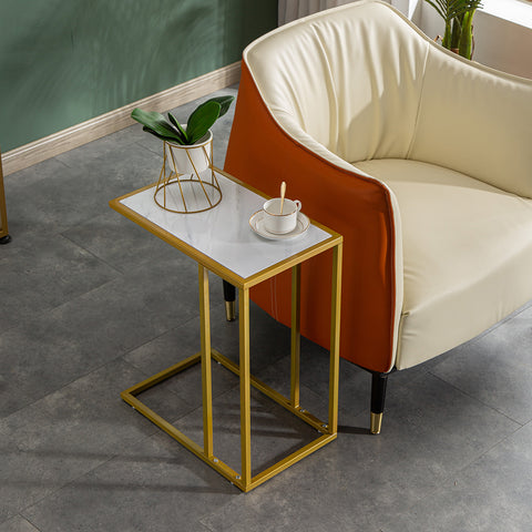 Marble Simple C-Side Table [30x48x61cm] White