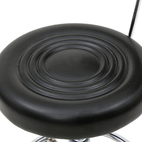 Round Shape Adjustable Salon Stool with Back and Line Black