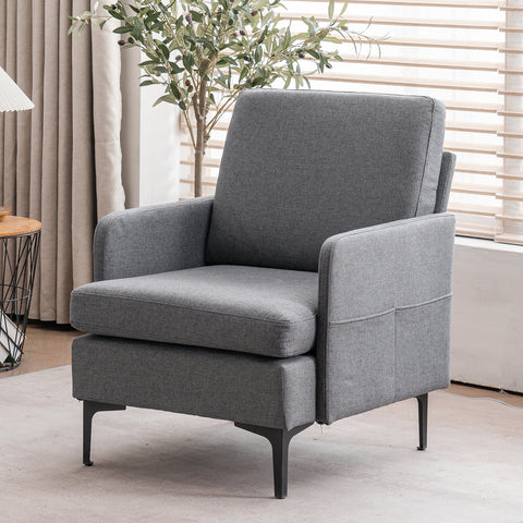 Lounge Chair, Comfy Single Sofa Accent Chair for Bedroom Living Room Guestroom, Dark Grey