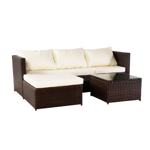 Oshion Three-piece Conjoined Sofa Pedal Coffee Table Brown (Combination of 2 Boxes)