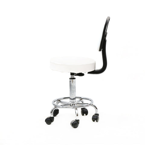 Round Shape Adjustable Salon Stool with Back White