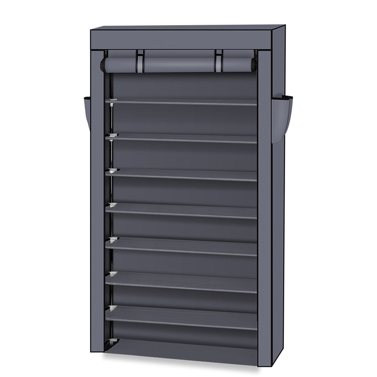 10 Tiers Shoe Rack with Dustproof Cover Closet Shoe Storage Cabinet Organizer Gray