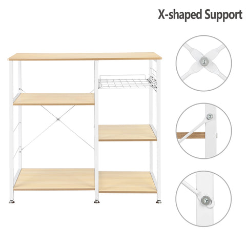 3-Tier Kitchen Baker's Rack Utility Microwave Oven Stand Storage Cart Workstation Shelf White Oak