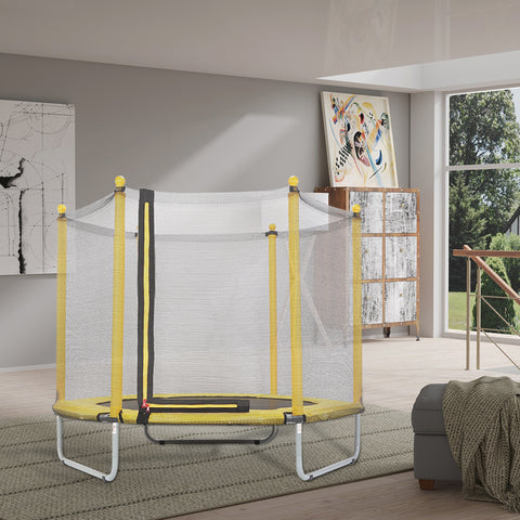 Ø 150cm Kindertrampolin, Gartentrampolin, Indoor/Outdoor Trampolin, mit gepolsterten Stangen und Sicherheitsnetz