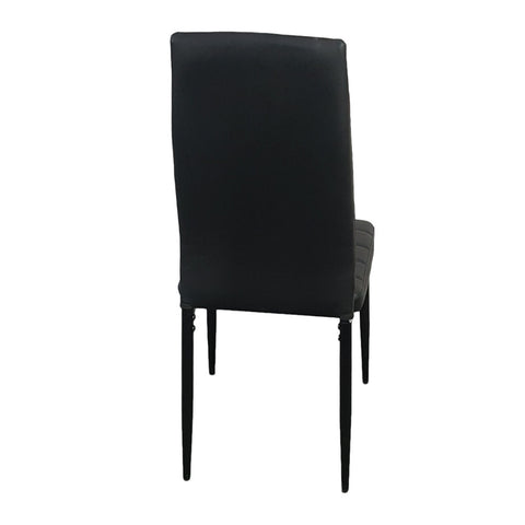 4pcs Elegant Assembled Stripping Texture High Backrest Dining Chairs Black