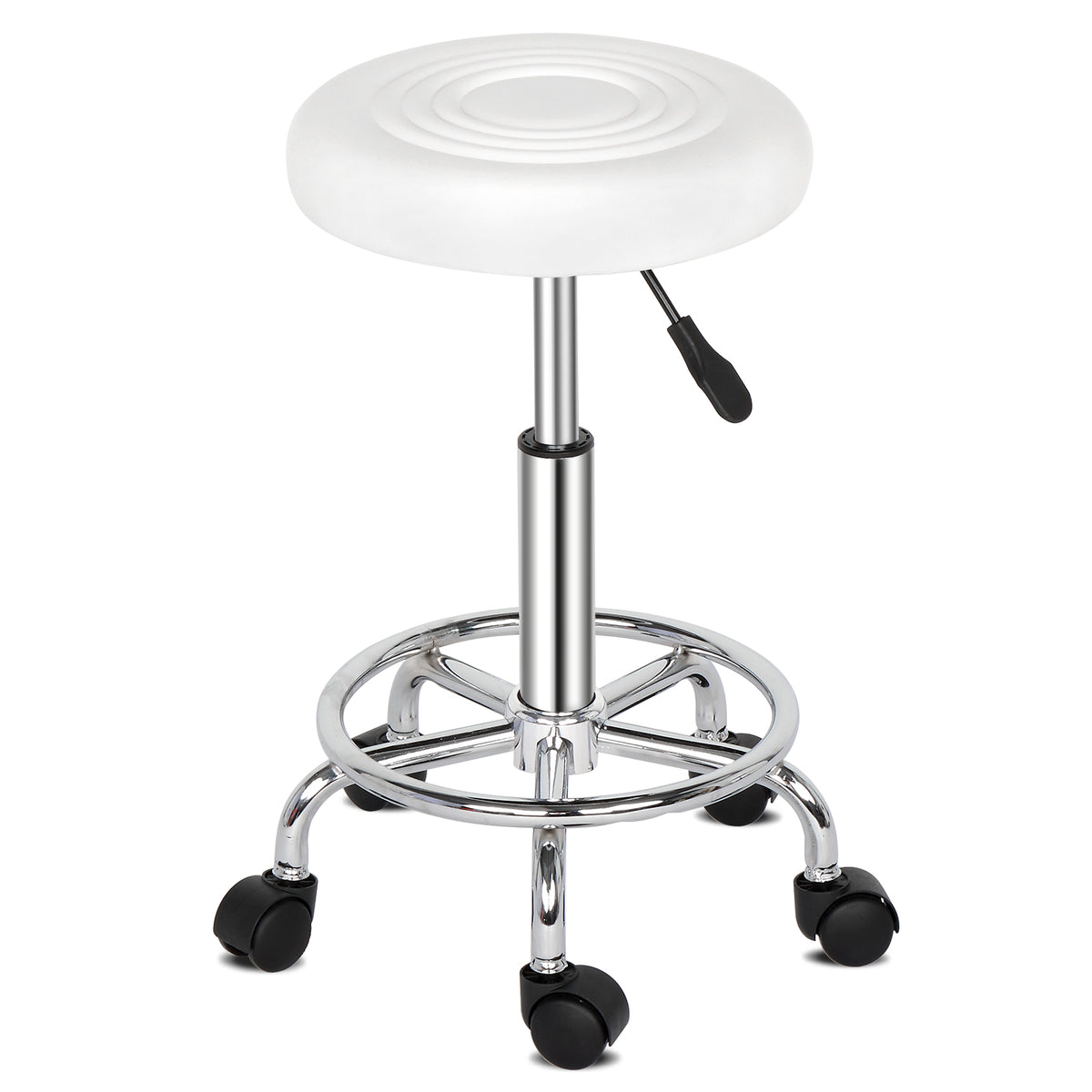 Round Stool with Lines Rotation Bar Stool White