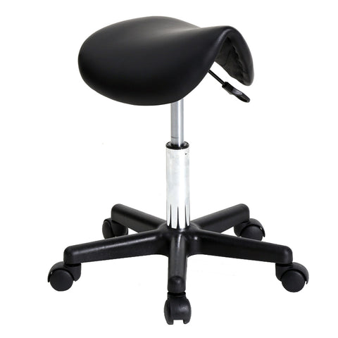 Saddle Stool Plastic Flat Feet Rotation Bar Stool Black