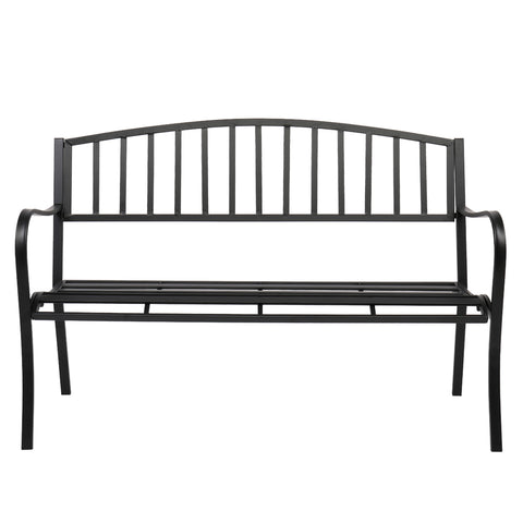 51" Patio Park Garden Outdoor Bench Patio Porch Chair Vintage Backyard Seat Furniture Iron Frame Black