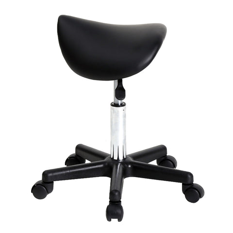 Saddle Stool Plastic Flat Feet Rotation Bar Stool Black