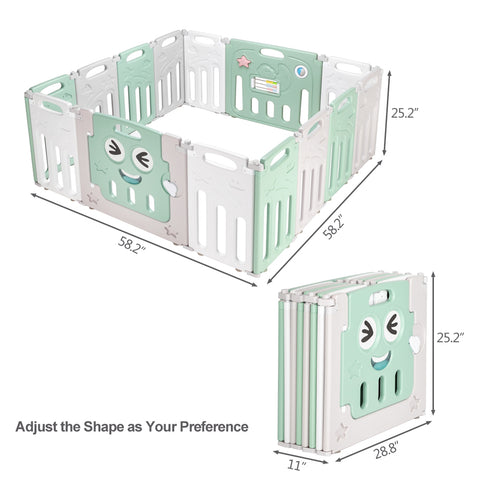 Fordable Baby 14 Panel Playpen Activity Safety Play Yard Foldable Portable HDPE Indoor Outdoor Playards Fence