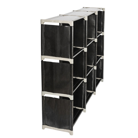 Multifunctional Assembled 3 Tiers 9 Compartments Storage Shelf Black