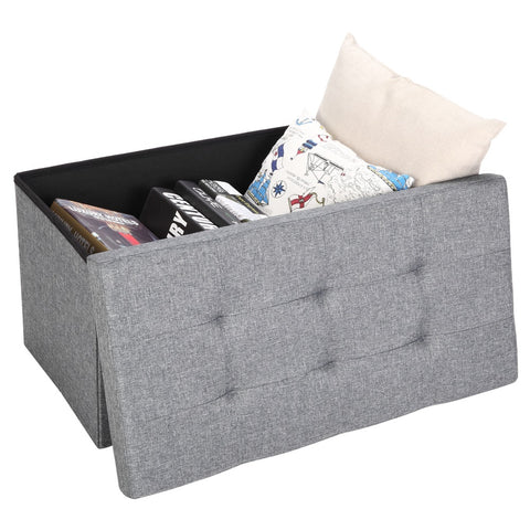 Practical Signature Cotton Rectangle Shape Surface with Line Footstool Gray