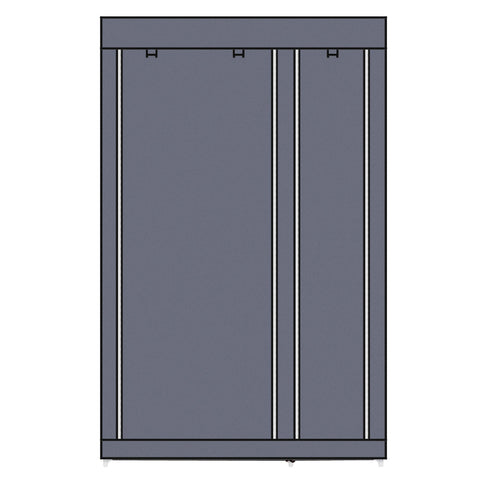 67" Portable Clothes Closet Wardrobe with Non-woven Fabric and Hanging Rod Quick and Easy to Assemble Gray