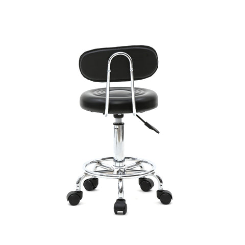 Round Shape Adjustable Salon Stool with Back and Line Black