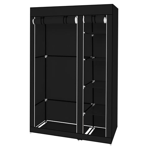 67" Portable Clothes Closet Wardrobe with Non-woven Fabric and Hanging Rod Quick and Easy to Assemble Black