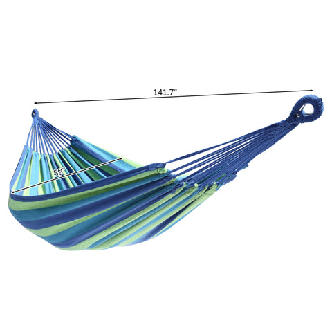 200*150cm Portable Polyester & Cotton Hammock Blue & Green Strip