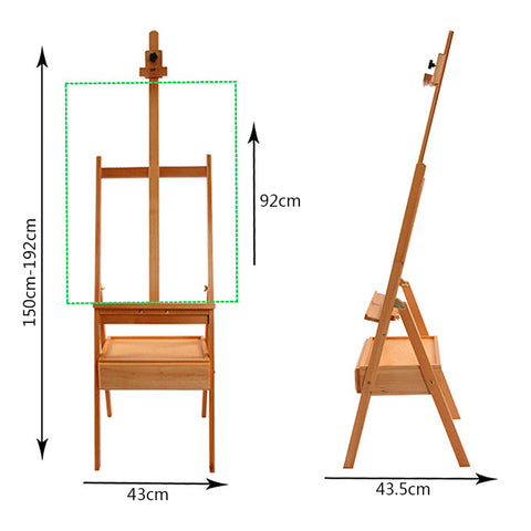 HJ-1A Beech Cabinet Easel Painting with Drawer Burlywood