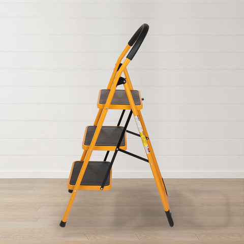 Portable Lightweight Anti-Slip 3 Step Stool Ladder with Handgrip & Pedal, Iron