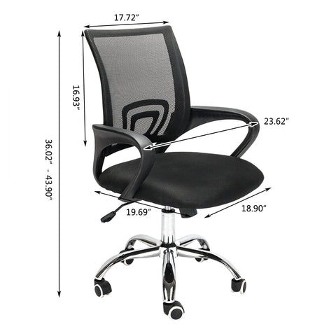 Mesh Back Gas Lift Adjustable Office Swivel Chair Black  Bürostuhl, Ergonomisch Schreibtischstuhl, Mesh Computerstuhl mit Einstellbare Kopfstütze Armlehnen, Höhenverstellung und Wi