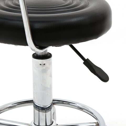 Round Shape Adjustable Salon Stool with Back and Line Black