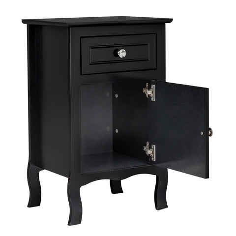 FCH 40*30*63cm Countryl Style MDF Spray Paint Curved Foot One Drawer One Door Night Table Black